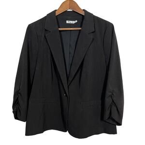 Eliza J Single Button Blazer Jacket 3/4 Sleeve Black - L